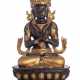 Partiell vergoldete Bronze des Bodhisattva Vajrasattva auf einem Lotos sitzend - photo 1