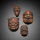 Vier Masken-Netsuke aus Holz - Foto 1