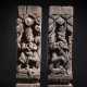 Zwei Holzstützen mit geschnitztem Reliefdekor wohl von Vyagravaktra und Bhairava - Foto 1