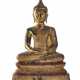 Bronze des Buddha Shakyamuni mit roter und goldfarbener Lackfassung - фото 1