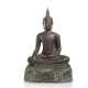 Bronze des Buddha Shakyamuni auf Sockel mit umlaufenden Elefantendekor im Durchbruch gearbeitet - photo 1