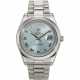 ROLEX, REF. 218206, A VERY FINE PLATINUM WRISTWATCH WITH DAY, DATE, AND "GLACIER BLUE" DIAL - photo 1