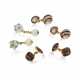 NO RESERVE | TRIANON THREE PAIRS OF SHELL AND MULTI-GEM CUFFLINKS - фото 1