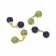 NO RESERVE | TWO PAIRS OF TAFFIN AMETHYST AND PERIDOT CUFFLINKS - фото 1