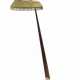 Floor lamp with crystal base, cast brass frame and solid mahogany wood, fringed fabric shade - photo 1