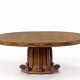 Extendable table with oval top veneered and inlaid with different essences - Foto 1