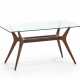 Coffee table with solid wood structure and glass top - фото 1