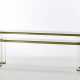 Console table with brass and plexiglass structure, with two crystal shelves - Foto 1