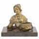 SCULPTURE/IN of the 19th century, figural bronze inkwell "Lady with hood", - Foto 1