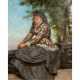 MICHEL (painter / 19th century), "Southern woman sitting on a park wall", - photo 1