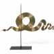 A CUT AND PAINT-DECORATED SHEET IRON SNAKE WEATHERVANE - фото 1
