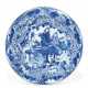 A CHINESE EXPORT PORCELAIN BLUE AND WHITE `MUSICIANS` DISH FORMERLY IN THE J.P. MORGAN COLLECTION - photo 1