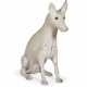 A WHITE-PAINTED CAST IRON SITTING DOG - Foto 1