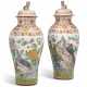 A MASSIVE PAIR OF CHINESE EXPORT PORCELAIN FAMILLE ROSE SOLDIER VASES AND COVERS - photo 1