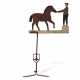 A CAST IRON MAN AND HORSE WEATHERVANE - Foto 1