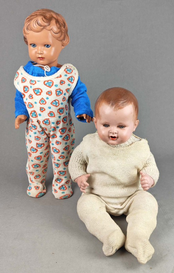 Lot De 2 Poupées Schildkröt Celluloid – Marienkäfer Baby, 25 Et 15 Cm (occasion, Collection)