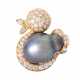 Pendant "Duck" with pearl and diamonds of total approx. 0.5 ct, - photo 1