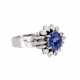 Ring with sapphire ca. 1,5 ct and diamonds total ca. 0,6 ct, - Foto 1