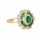 Ring with emeralds and diamonds of total approx. 0,15 ct, - Foto 1