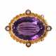 Brooch with amethyst and 4 diamond roses, ca. 0,1 ct, - photo 1