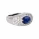 Band ring with sapphire cabochon surrounded by diamonds total ca. 0,64 ct, - фото 1