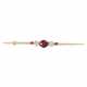 Bar brooch with garnet rose, 2 old-cut diamonds together ca. 0,7 ct, - photo 1