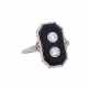 Ring with onyx plate, 2 old cut diamonds together ca. 0,35 ct, - photo 1