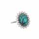 Ring with turquoise matrix entouraged by diamonds total ca. 1 ct, - фото 1