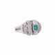Ring with emerald and old cut diamonds together ca. 0,6 ct, - Foto 1