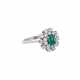 Ring with emerald ca. 0,56 ct surrounded by brilliant-cut diamonds total ca. 0,9 ct, - фото 1