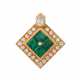 Fine clip pendant with 4 emerald carrÃ©s and diamonds total approx. 0.5 ct, - фото 1