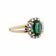 Ring with blue-green tourmaline entouraged by octagonal diamonds - фото 1