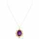 Pendant with oval amethyst surrounded by vine leaves, - Foto 1