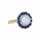 Ring with pearl surrounded by fine sapphires total ca. 1,1 ct, - photo 1