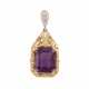 Pendant with octagonal amethyst ca. 26 ct and diamonds - photo 1