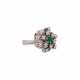 Ring with emerald surrounded by diamonds total ca. 0,62 ct, - фото 1