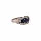 Ring with 3 sapphires in a row surrounded by diamonds total ca. 0,5 ct, - Foto 1