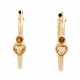 Pair of creoles with citrines in heart and round cut, GG 18 K, - фото 1