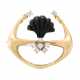 Brooch/pendant with engraved onyx and diamonds total ca. 0,4 ct, - фото 1