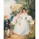 PAINTER OF THE FIRST HALF OF THE 19th CENTURY "Biedermeier portrait of a young woman with two children". - photo 1