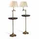 A PAIR OF BRASS AND OAK ADJUSTABLE READING LAMPS - photo 1