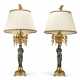 A PAIR OF LOUIS XV-STYLE ORMOLU AND PATINATED-BRONZE EIGHT-LIGHT CANDELABRA, ADAPTED AS LAMPS - Foto 1
