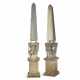 A PAIR OF CARVED LIMESTONE OBELISKS - фото 1