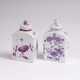 Paar Teedosen mit Purpurblumen - photo 1