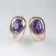 Paar kleiner Amethyst-Brillant-Ohrringe - Foto 1