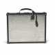 A SILVER METAL & BLACK LEATHER BRIEFCASE - фото 1