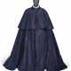 A NAVY SILK FAILLE TIERED CAPE - фото 1