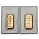 2 x 100 grams gold bars, cast form, manufacturer Degussa, - photo 1