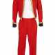 A RED AND GILT METALLIC TRIM TWOPIECE WOOL MILITARY SUIT - Foto 1