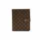 A BROWN MONOGRAM CANVAS RING AGENDA COVER WITH GOLD HARDWARE - Foto 1